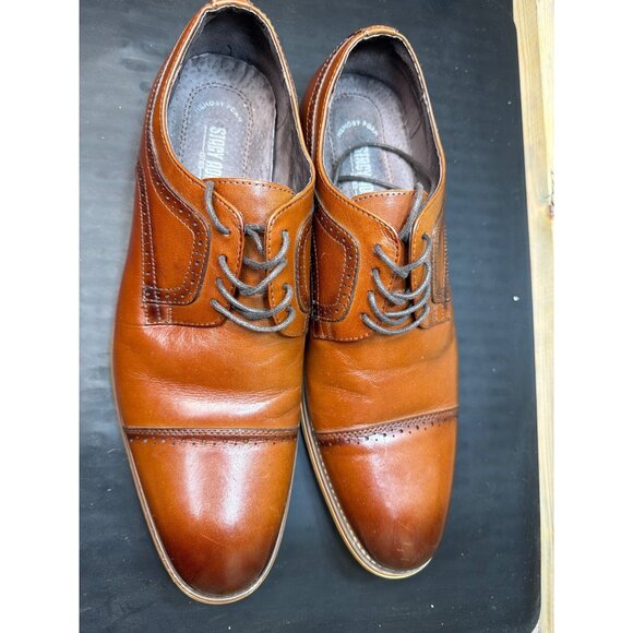 Mens Stacy Adams Cognac Brown Leather Cap Toe Oxford Dress Shoes Size 11.5 main image 8